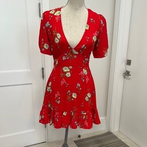 Floral Red Dress